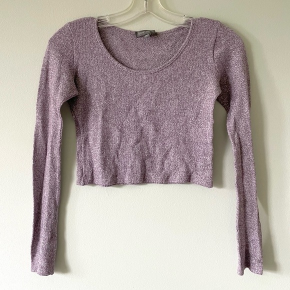 american eagle light purple gray cropped knit top - Picture 1 of 1